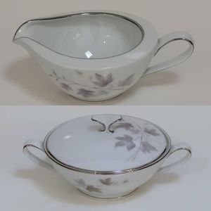 Noritake Harwood 6312 Creamer Pitcher & Sugar Bowl w/ Lid Japanese China 1960s